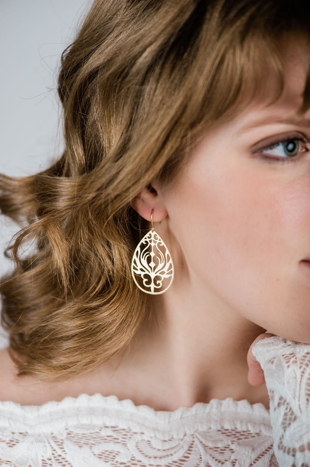 Gold Filigree Earrings | Peacock Feathers