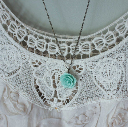 Mint Green Rose Necklace