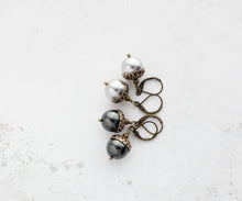 Load image into Gallery viewer, Light Grey Acorn Necklace | Silver Pearl Acorn and Branch Pendant