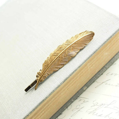 Feather Bobby Pin | Gold Brass Feather Hair Pin