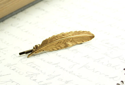Feather Bobby Pin | Gold Brass Feather Hair Pin