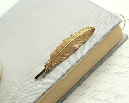 Feather Bobby Pin | Gold Brass Feather Hair Pin