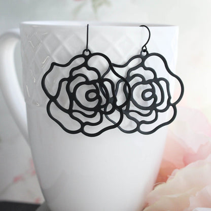 Big Rose Filigree Earrings