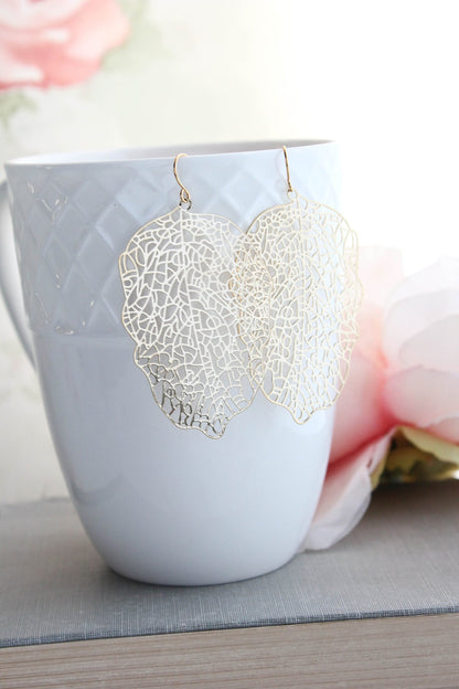 Big Leaf Earrings | Silver Filigree Leaf