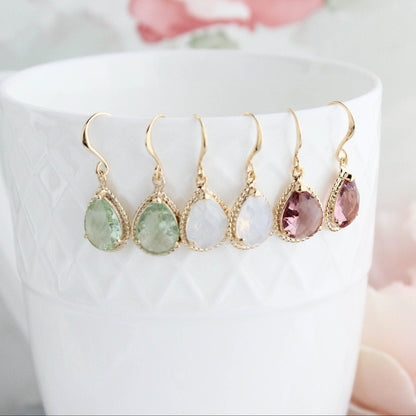 Glass Teardrop Earrings (3 Options)