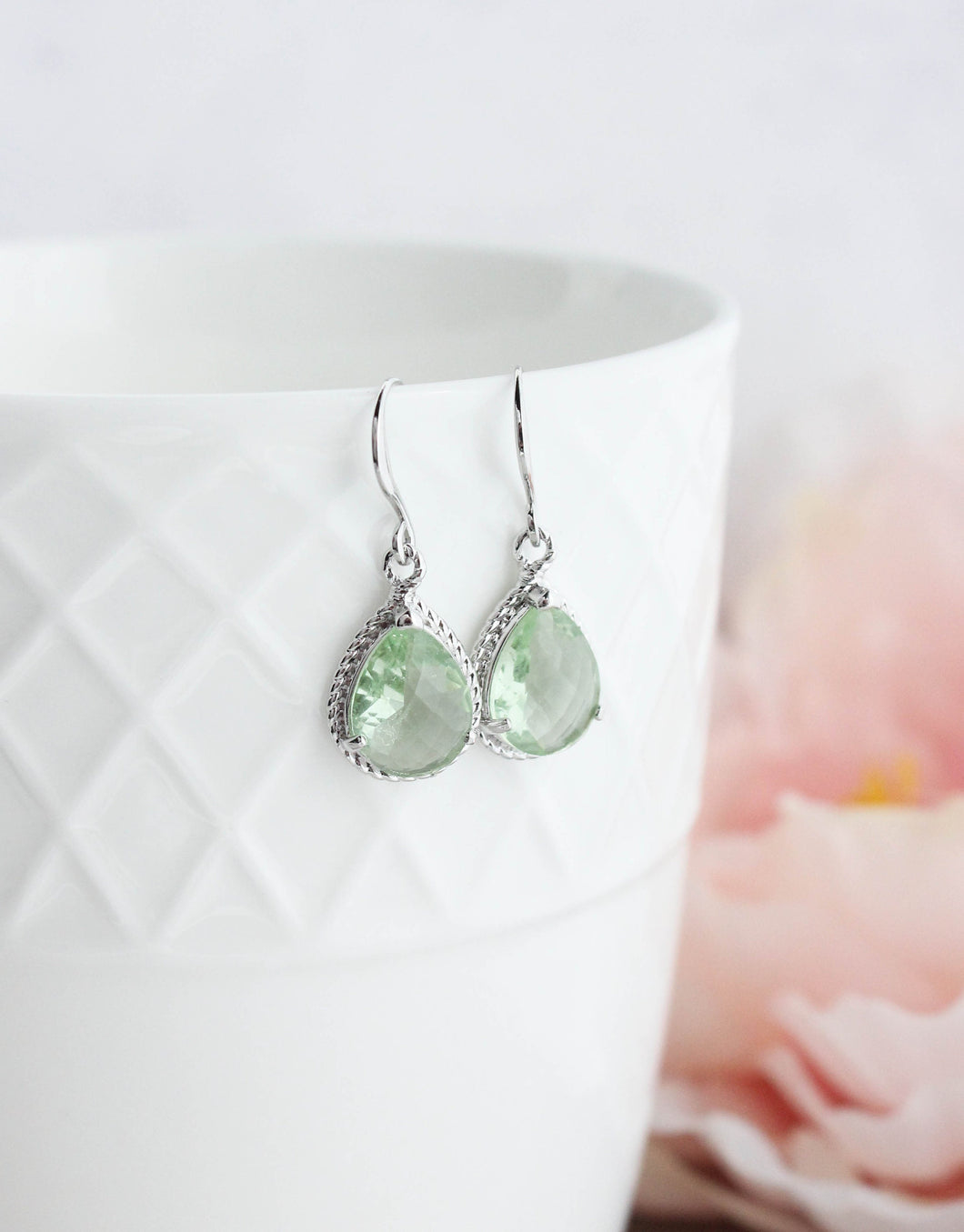 Light Blue Earrings | Light Sapphire Glass