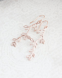 Rose Gold Branch Earrings | Leaf Earrings