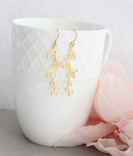 Load image into Gallery viewer, Leafy Branch Earrings| Dainty Twig Dangles (3 colors)
