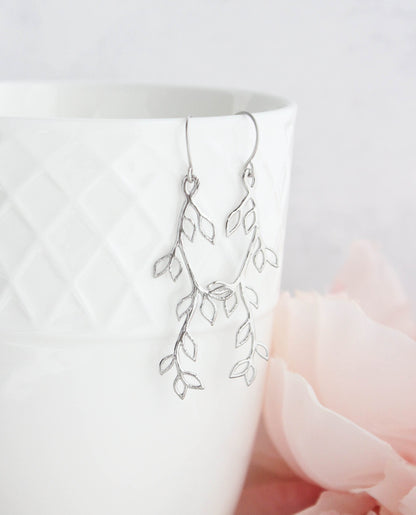 Leafy Branch Earrings| Dainty Twig Dangles (3 colors)