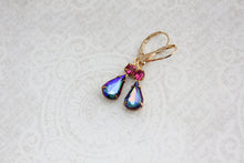 Load image into Gallery viewer, Aurora Borealis Glass Earrings | Deep Purple and Hot Pink