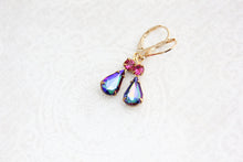 Load image into Gallery viewer, Aurora Borealis Glass Earrings | Deep Purple and Hot Pink