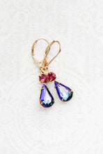 Load image into Gallery viewer, Aurora Borealis Glass Earrings | Deep Purple and Hot Pink