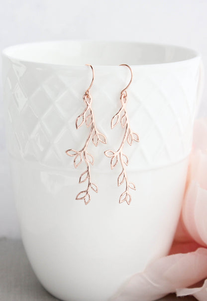 Leafy Branch Earrings| Dainty Twig Dangles (3 colors)