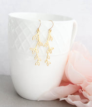 Load image into Gallery viewer, Leafy Branch Earrings| Dainty Twig Dangles (3 colors)