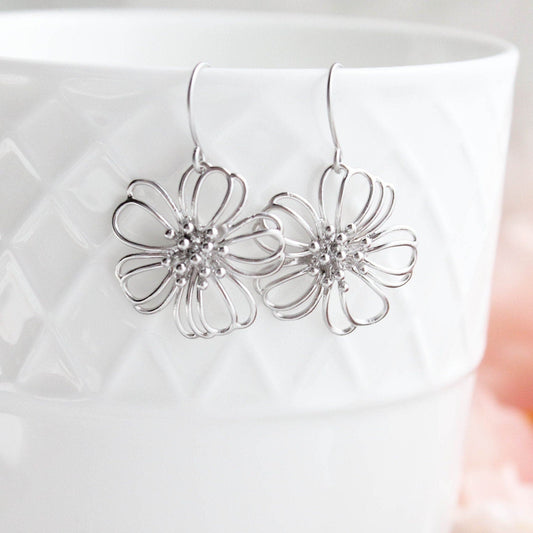Silver Flower Earrings