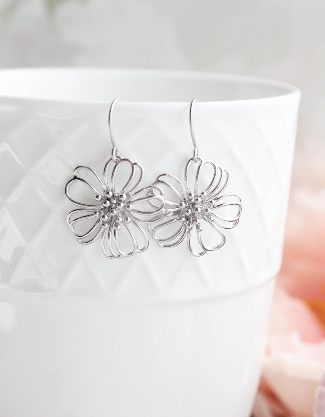 Silver Flower Earrings