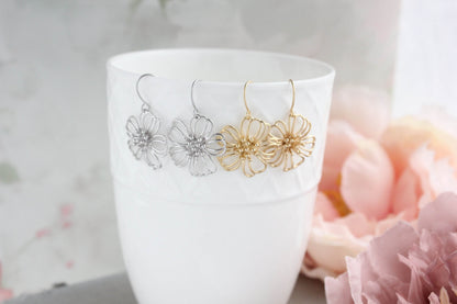 Silver Flower Earrings