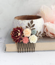 Load image into Gallery viewer, Deep Red Floral Hair Comb | Branches and Roses