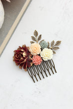 Load image into Gallery viewer, Deep Red Floral Hair Comb | Branches and Roses