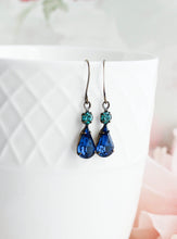 Load image into Gallery viewer, Midnight Blue Glass Earrings ♥ LAST PAIR ♥