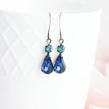 Load image into Gallery viewer, Midnight Blue Glass Earrings ♥ LAST PAIR ♥