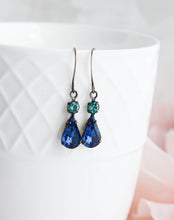 Load image into Gallery viewer, Midnight Blue Glass Earrings ♥ LAST PAIR ♥