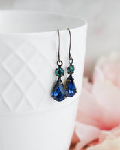 Load image into Gallery viewer, Midnight Blue Glass Earrings ♥ LAST PAIR ♥