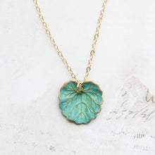 Load image into Gallery viewer, Lily Pad Leaf Necklace | Verdigris Patina