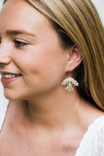 Leaf Earrings | Teal Verdigris Patina