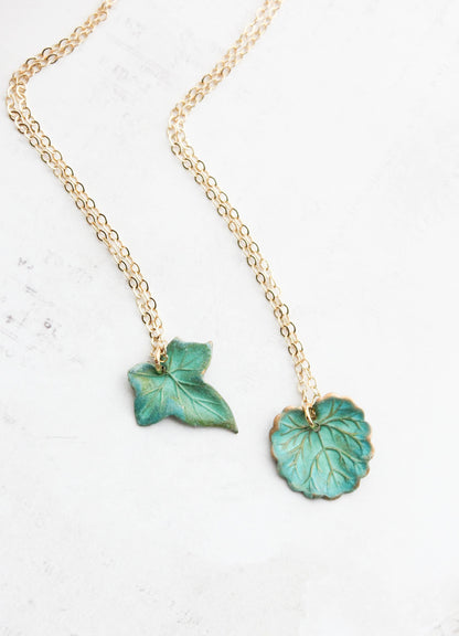 Lily Pad Leaf Necklace | Verdigris Patina