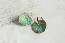 Load image into Gallery viewer, Geranium Leaf Earrings | Mint Patina Copper