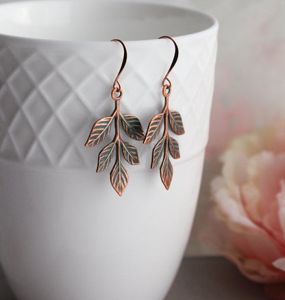Patina Copper Branch Earrings