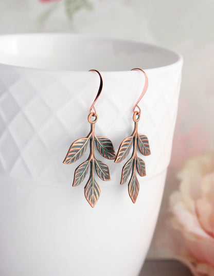 Patina Copper Branch Earrings