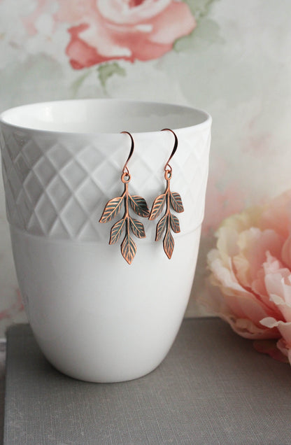 Patina Copper Branch Earrings