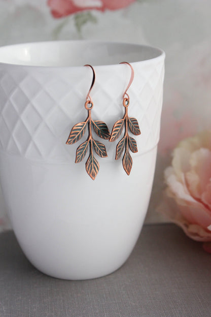 Patina Copper Branch Earrings