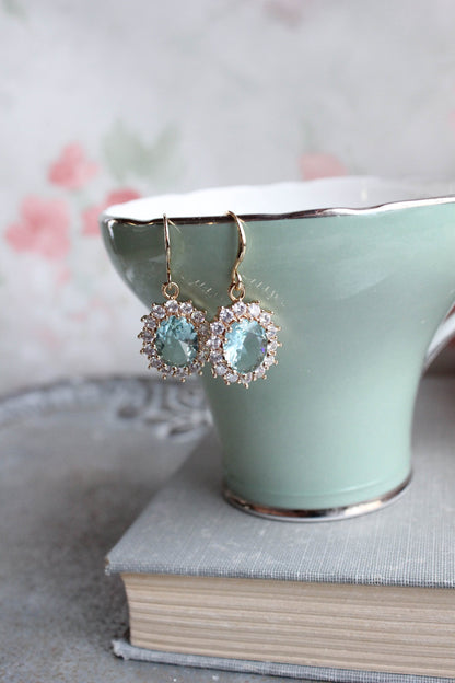 Aqua Glass Earrings