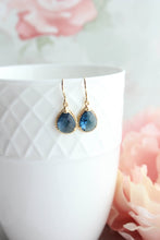 Load image into Gallery viewer, Dark Navy Blue Earrings | Glass Teardrop