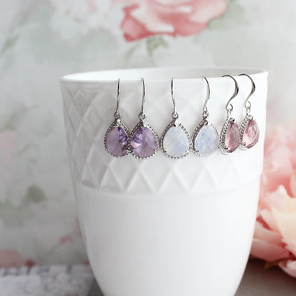 Teardrop Glass Earrings (3 colors)