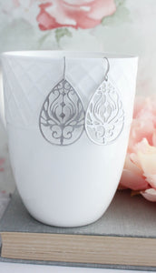 Gold Filigree Earrings | Peacock Feathers