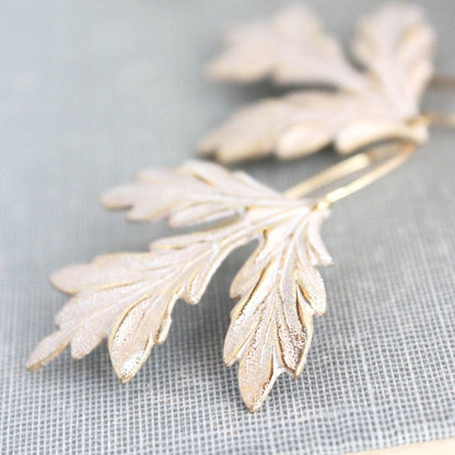 Leaf Earrings | Teal Verdigris Patina