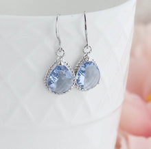 Load image into Gallery viewer, Light Blue Earrings | Light Sapphire Glass