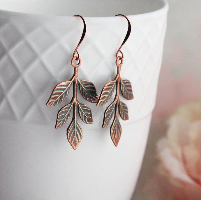 Patina Copper Branch Earrings