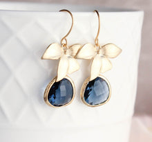 Load image into Gallery viewer, Gold Orchid Earrings | Montana Blue Glass