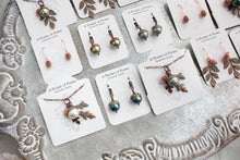 Load image into Gallery viewer, Pearl Acorn Pendant Necklace (8 Pearl Colors) Mint Patina Copper