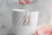Load image into Gallery viewer, Pink and Opal Glass Earrings | Gold Teardrop