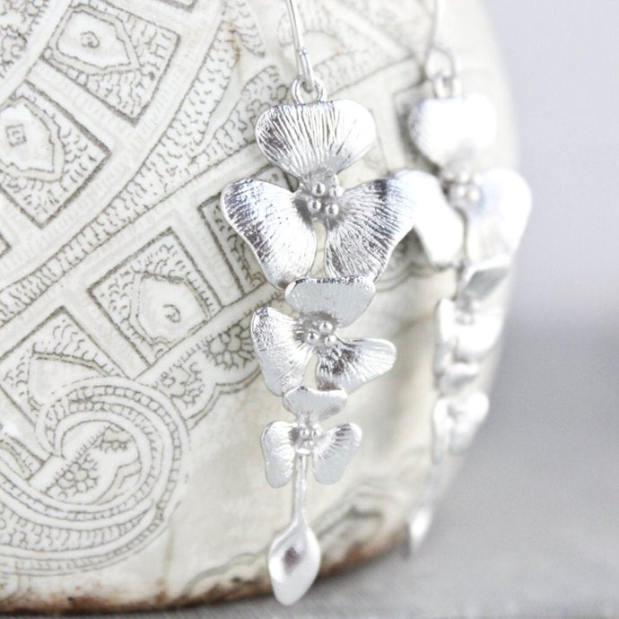 Silver Orchid Earrings