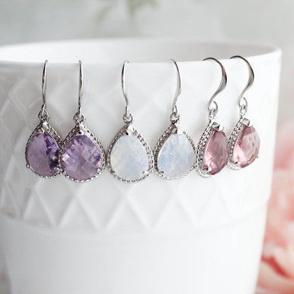 Teardrop Glass Earrings (3 colors)