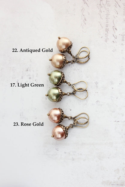 Pearl Acorn Earrings | Matte Blackberry