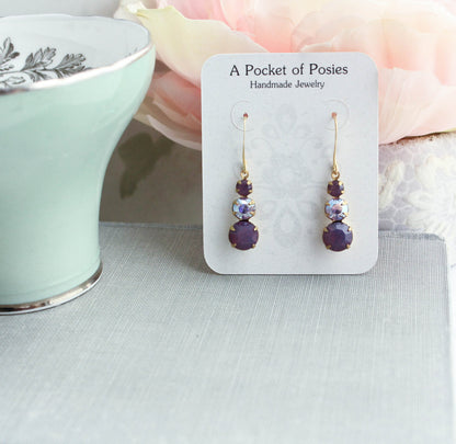 Purple Drop Earrings | Shades of Lavender Vintage Glass