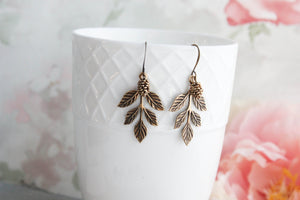 Branch Earrings | Antiqued Gold Pinecone